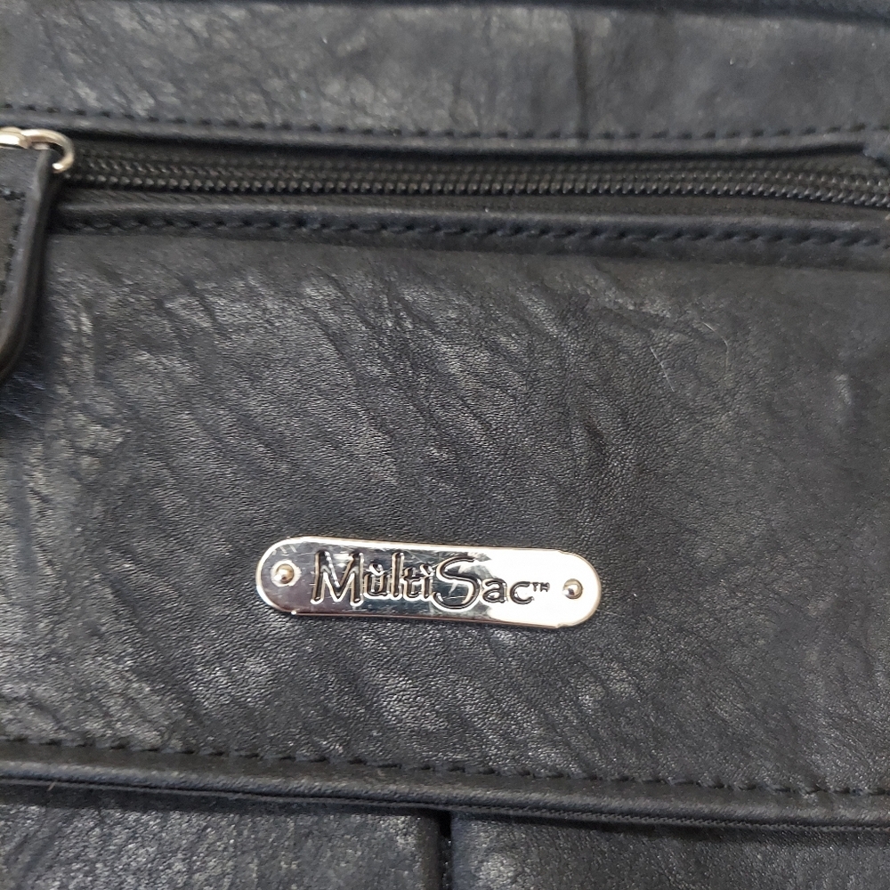 Women's MultiSac Zippy Crossbody Bag Black Silver Tone - Picture 3 of 14